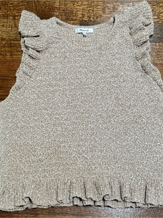 Madewell Tops - Madewell Beige/Cream Ruffle Knit Tank Top